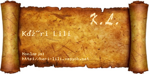 Kéri Lili névjegykártya